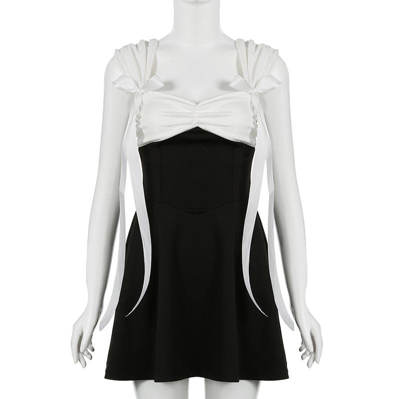 Off shoulder ruched bowknot mini dress
