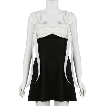 Off shoulder ruched bowknot mini dress