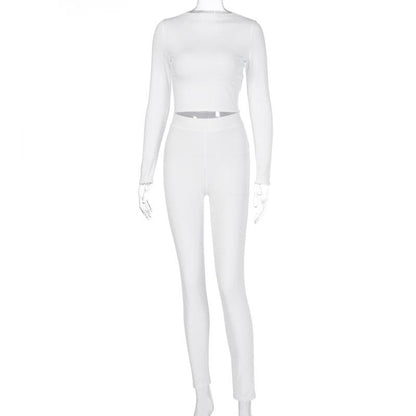 Long sleeve crewneck solid pant set