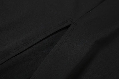 Halter backless slit solid sleeveless hollow out cut out maxi dress