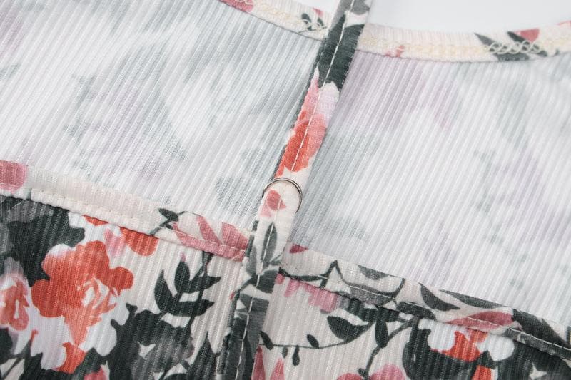 Floral Print Spaghetti Strap Scoop Neck Tie Neck Bodycon Maxi Dress