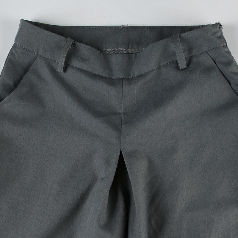 Zip-up wide leg medium rise pant