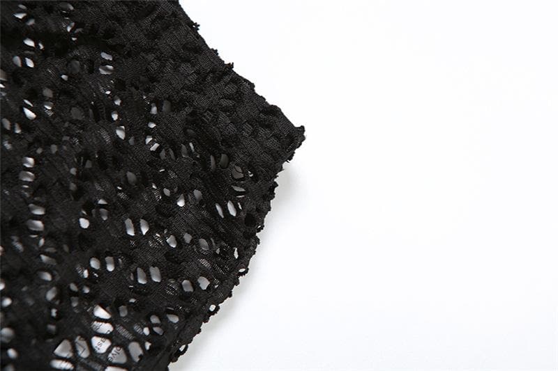 Long flared sleeve hollow out see through crop pant set