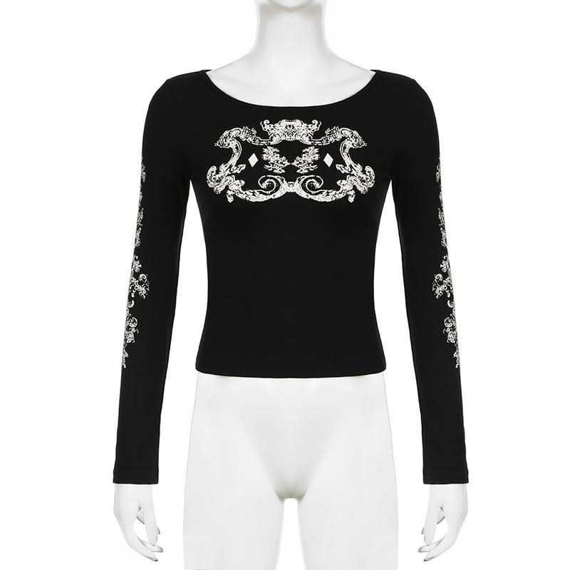 Long sleeve crewneck abstract top