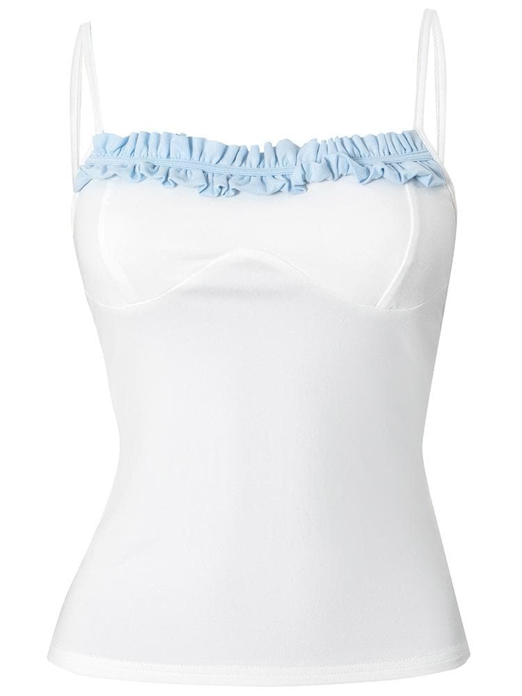 U neck ruffle ruched cami top