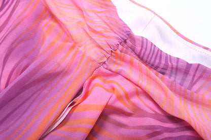 Backless tie dye ruffle tube mini skirt set