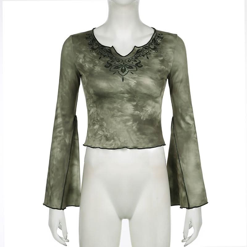 Long sleeve tie dye crop top
