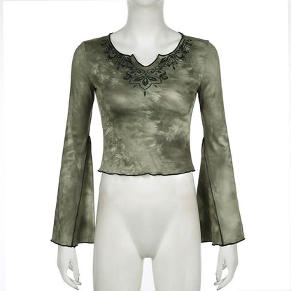 Long sleeve tie dye crop top