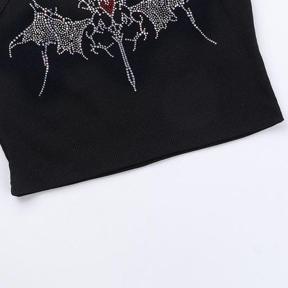 Sleeveless crewneck beaded tank crop top