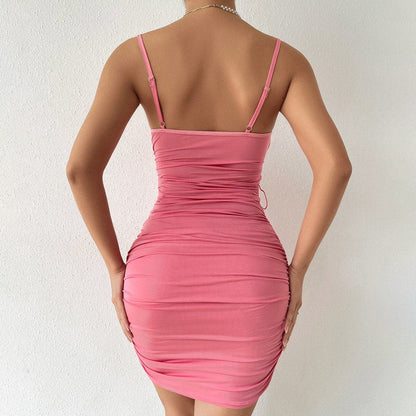 Floral Embroidery Bustier Lace Up Side Ruched Cami Mini Dress