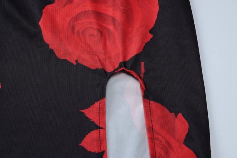 Rose print u neck slit cross back cami maxi dress-final-sale