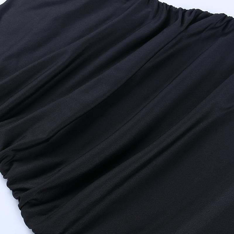 Ruched flower applique hollow out backless slit cut out mini dress
