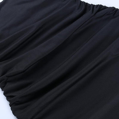 Ruched flower applique hollow out backless slit cut out mini dress
