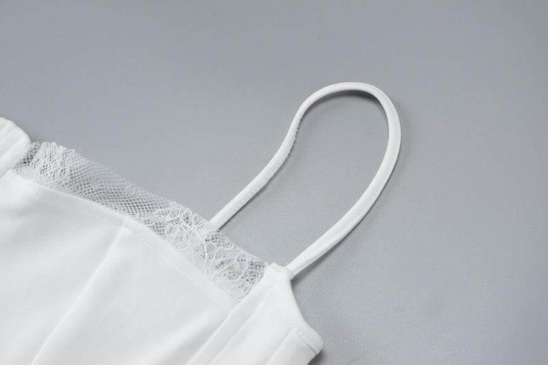 Lace patchwork stitch solid cami maxi dress