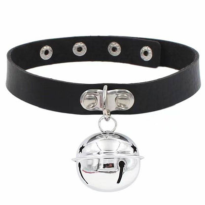 PU leather rivet o ring metal chain necklace