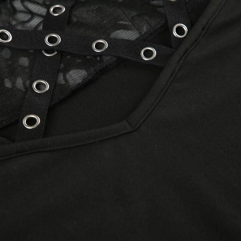 Long sleeve crewneck hollow out cut out top