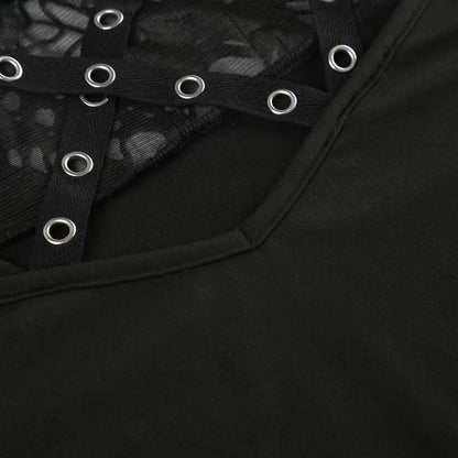 Long sleeve crewneck hollow out cut out top