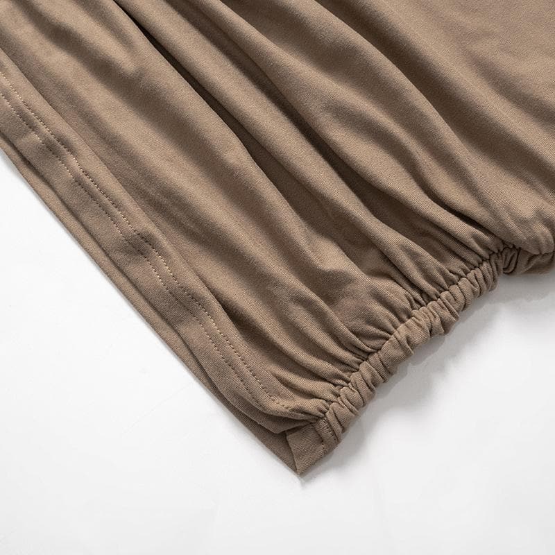 Short sleeve irregular ruched solid top
