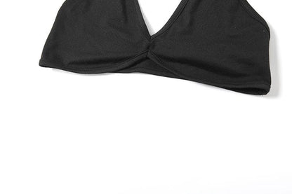 Off shoulder halter bowknot ruffle 2 piece top