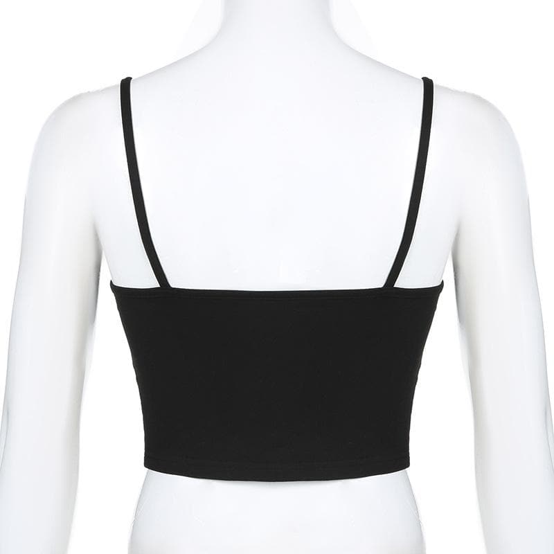 Bowknot lace patchwork backless cami top