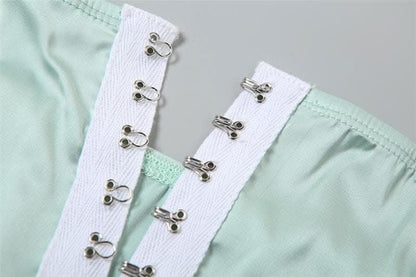 Halter button mesh backless mini dress-final-sale