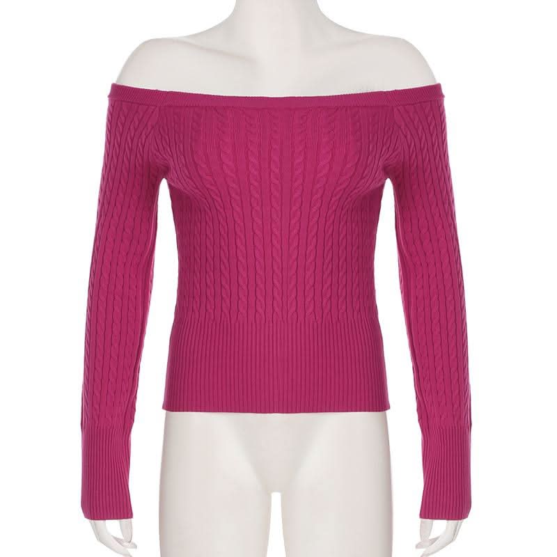 Long sleeve off shoulder solid sweater top