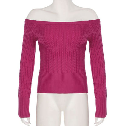 Long sleeve off shoulder solid sweater top