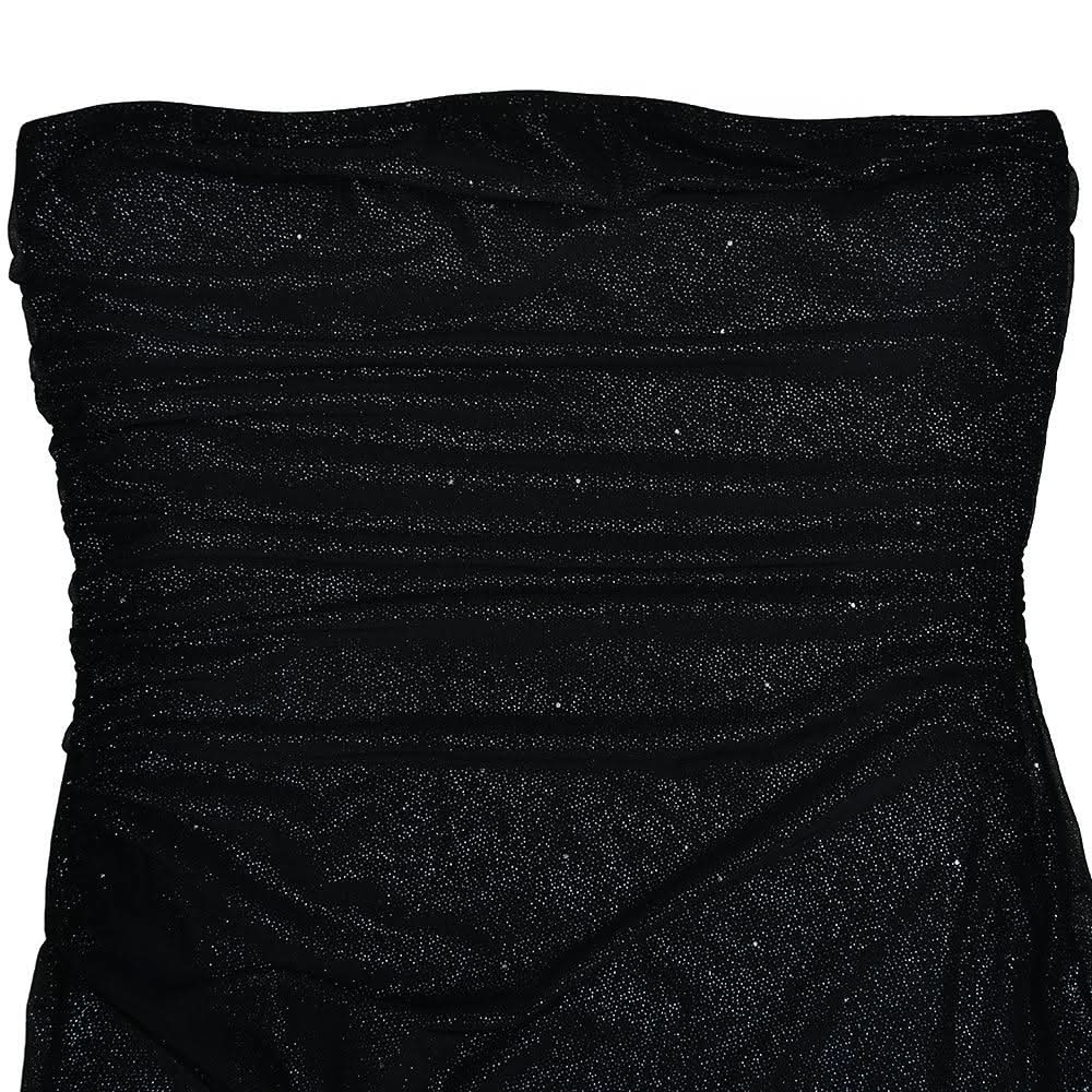 Slit ruched backless irregular tube maxi dress