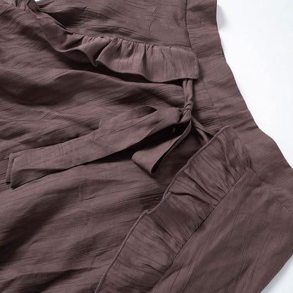 Ruffle knotted zip-up maxi skirt