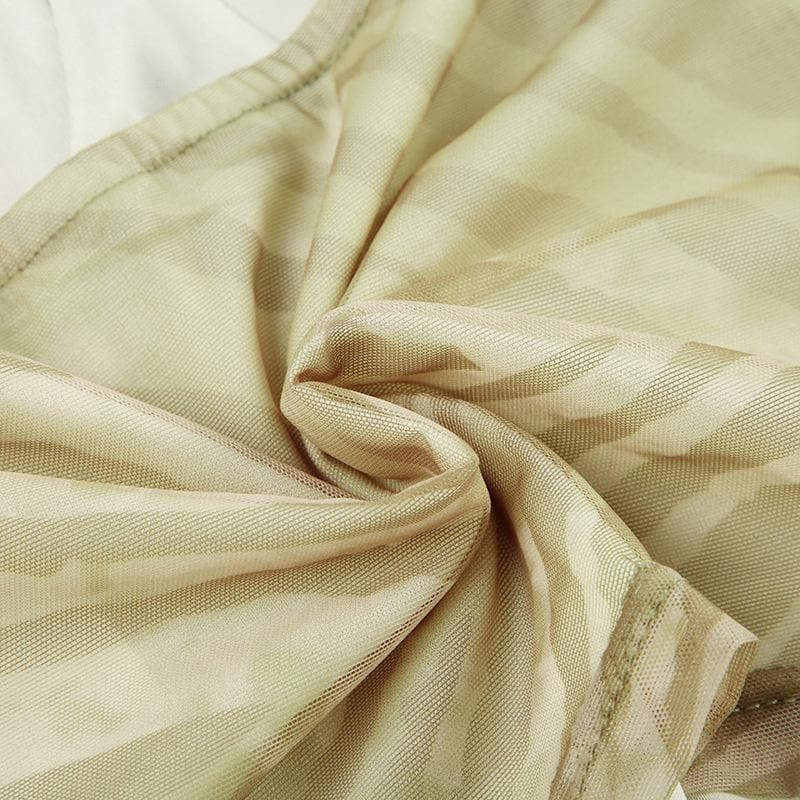 Bustier spaghetti strap zebra print mesh cami top