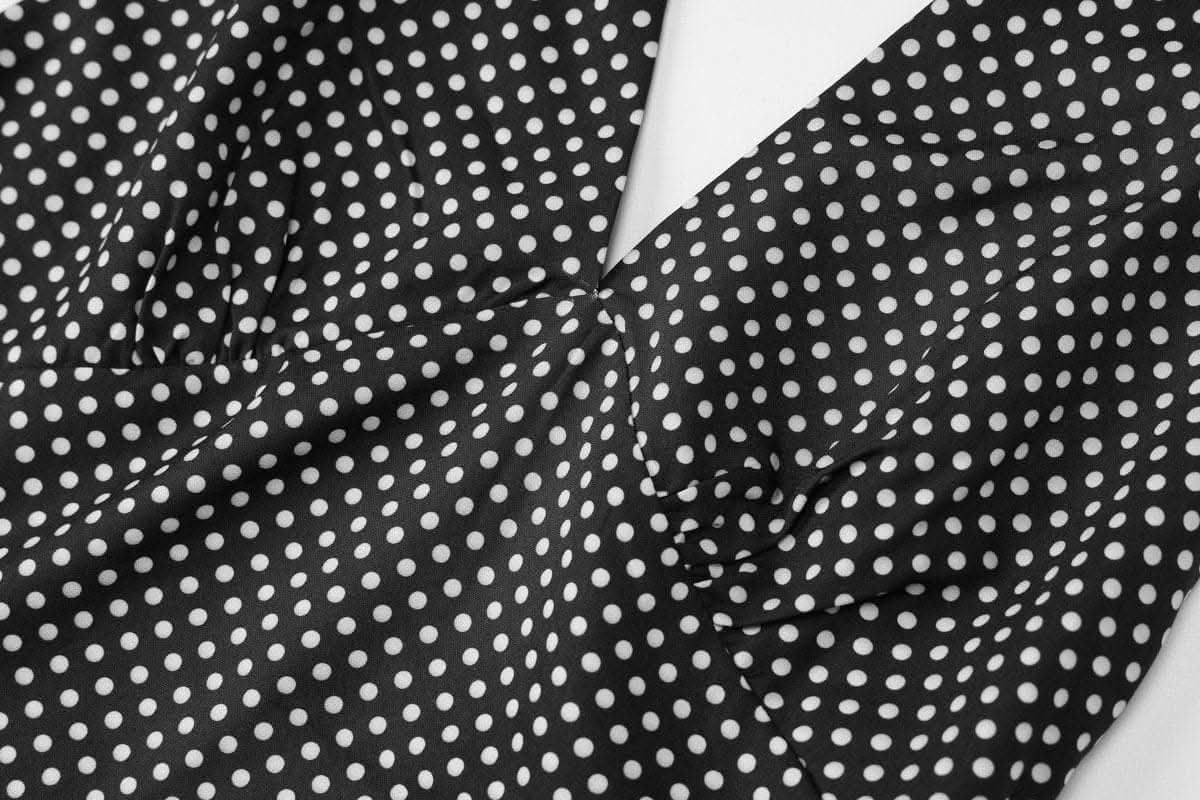 Halter polka dot print backless maxi dress-final-sale