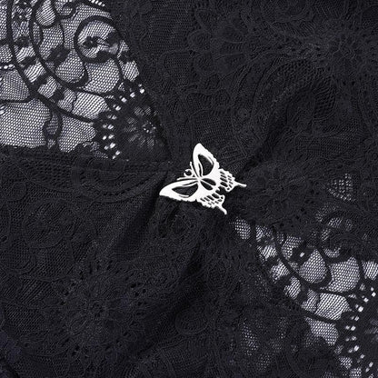 Flared sleeve lace slit v neck solid crop top