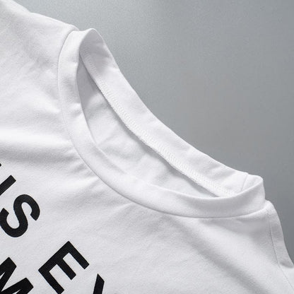 Short sleeve crewneck letter pattern contrast crop top