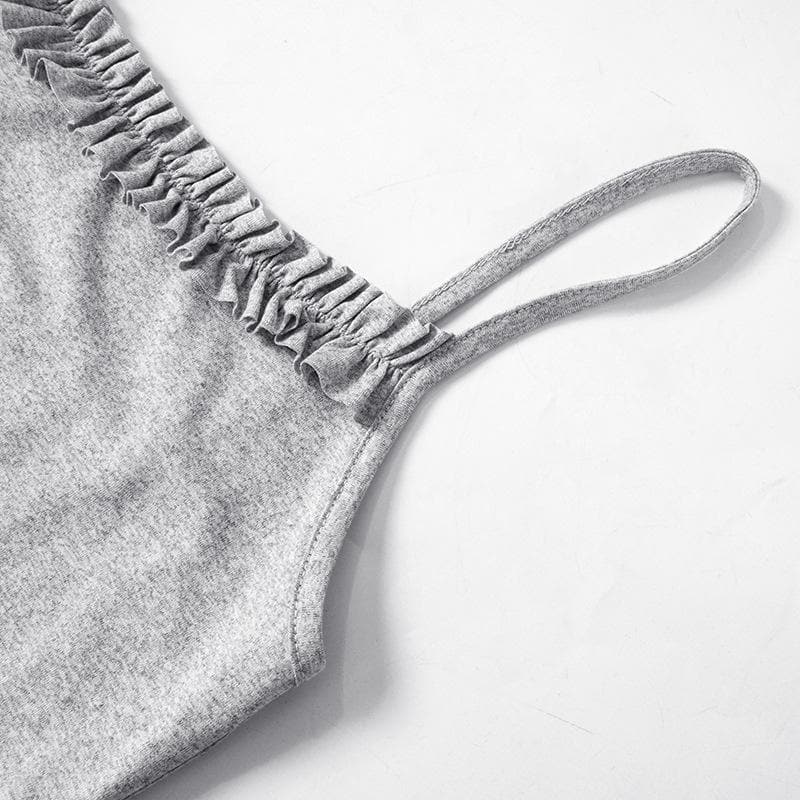 Ruffle backless ruched solid cami top