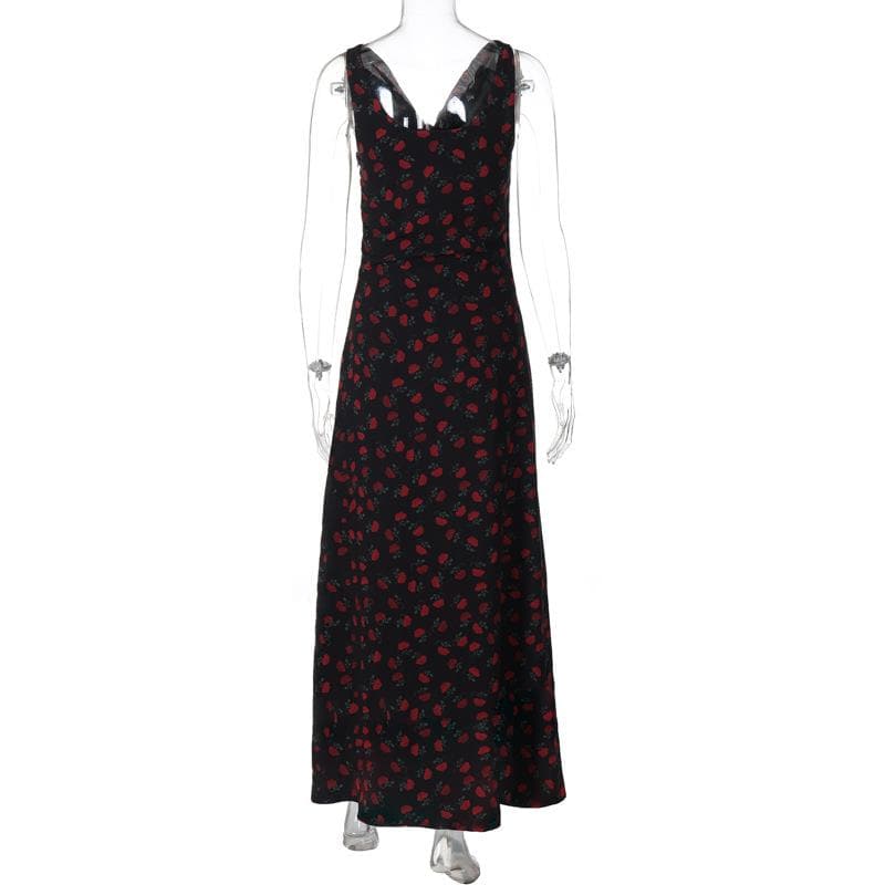 Sleeveless print cowl neck maxi dress