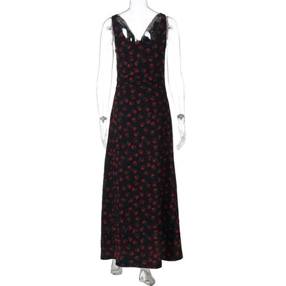 Sleeveless print cowl neck maxi dress