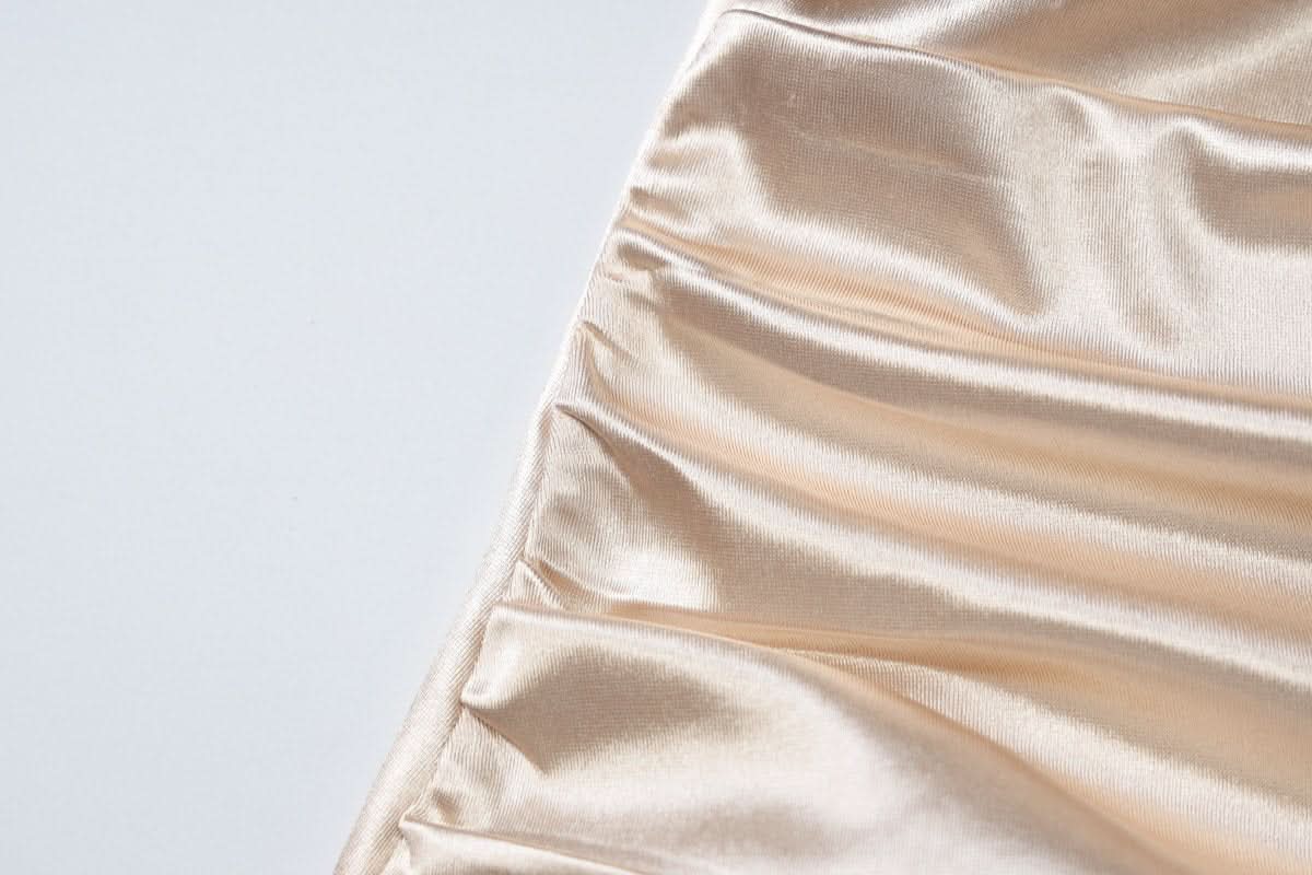 Halter cowl neck ruched backless slit maxi dress