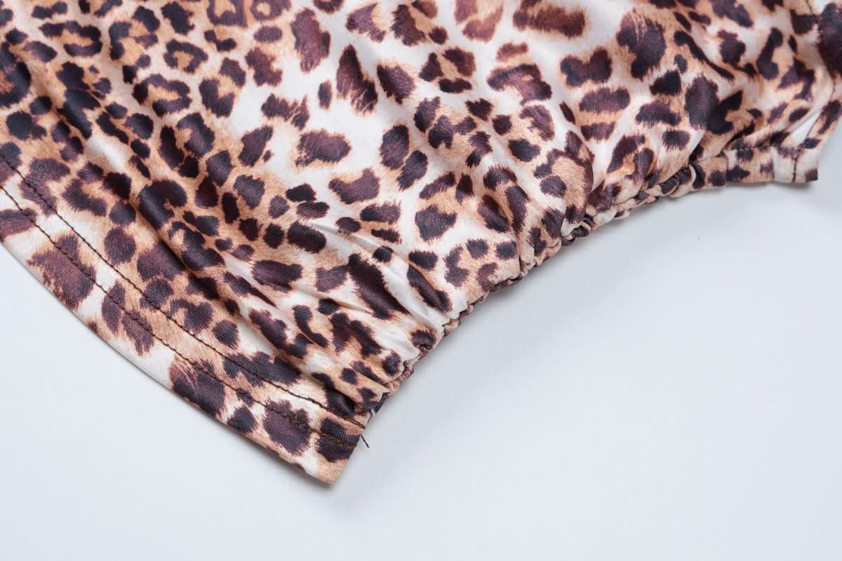 Leopard print halter backless crop top