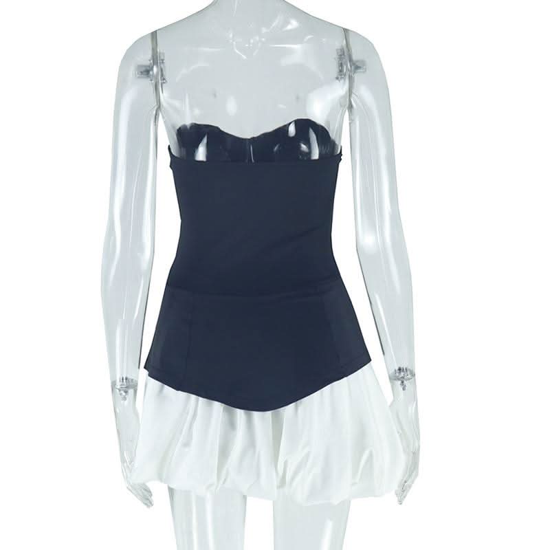 Sweetheart neck patchwork backless tube mini dress