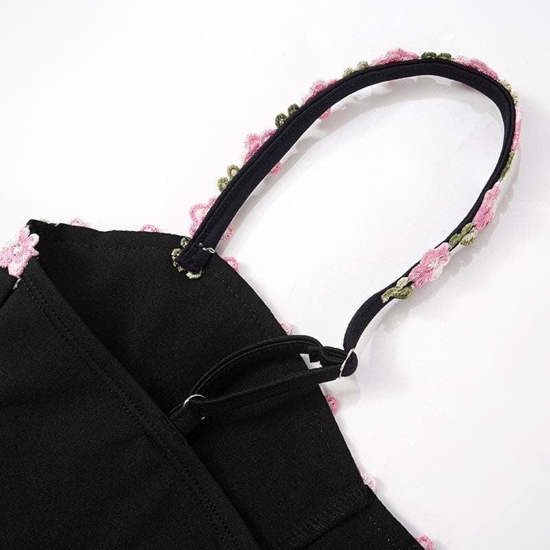 Embroidery backless solid cami crop top
