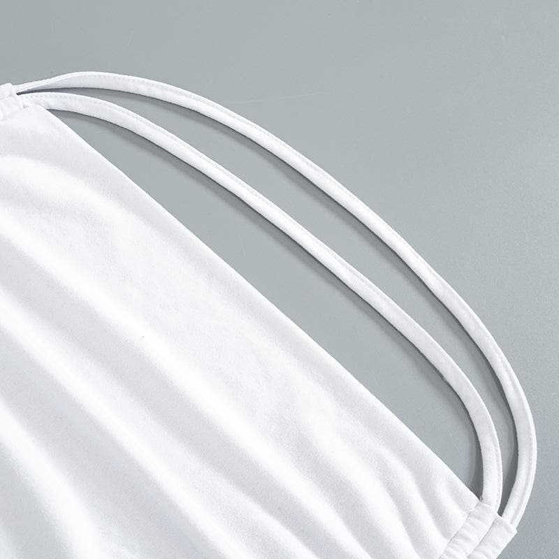 Halter cowl neck backless self tie solid top