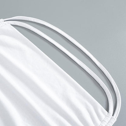 Halter cowl neck backless self tie solid top