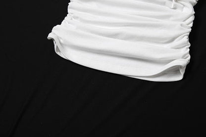 Irregular off shoulder ruched solid top