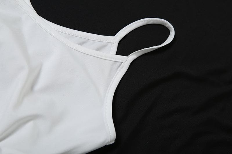 U neck hollow out solid cami cut out maxi dress