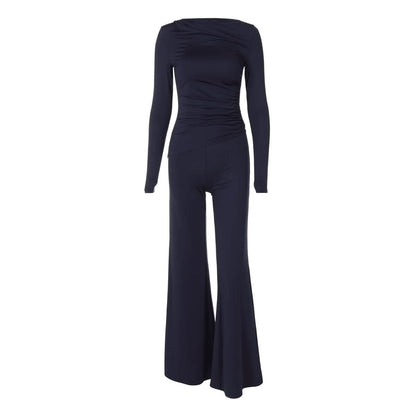 Long sleeve ruched high rise pant set-final-sale
