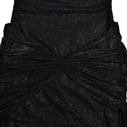 Sweetheart neck glitter ruched 2 piece tube maxi dress