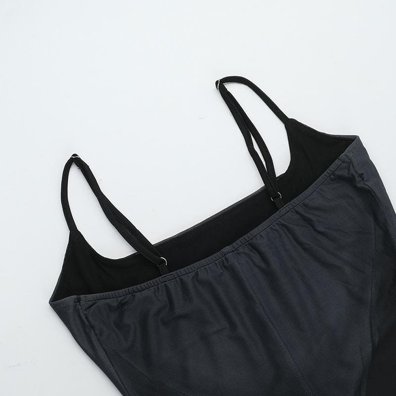 U neck butterfly print mesh cami maxi dress