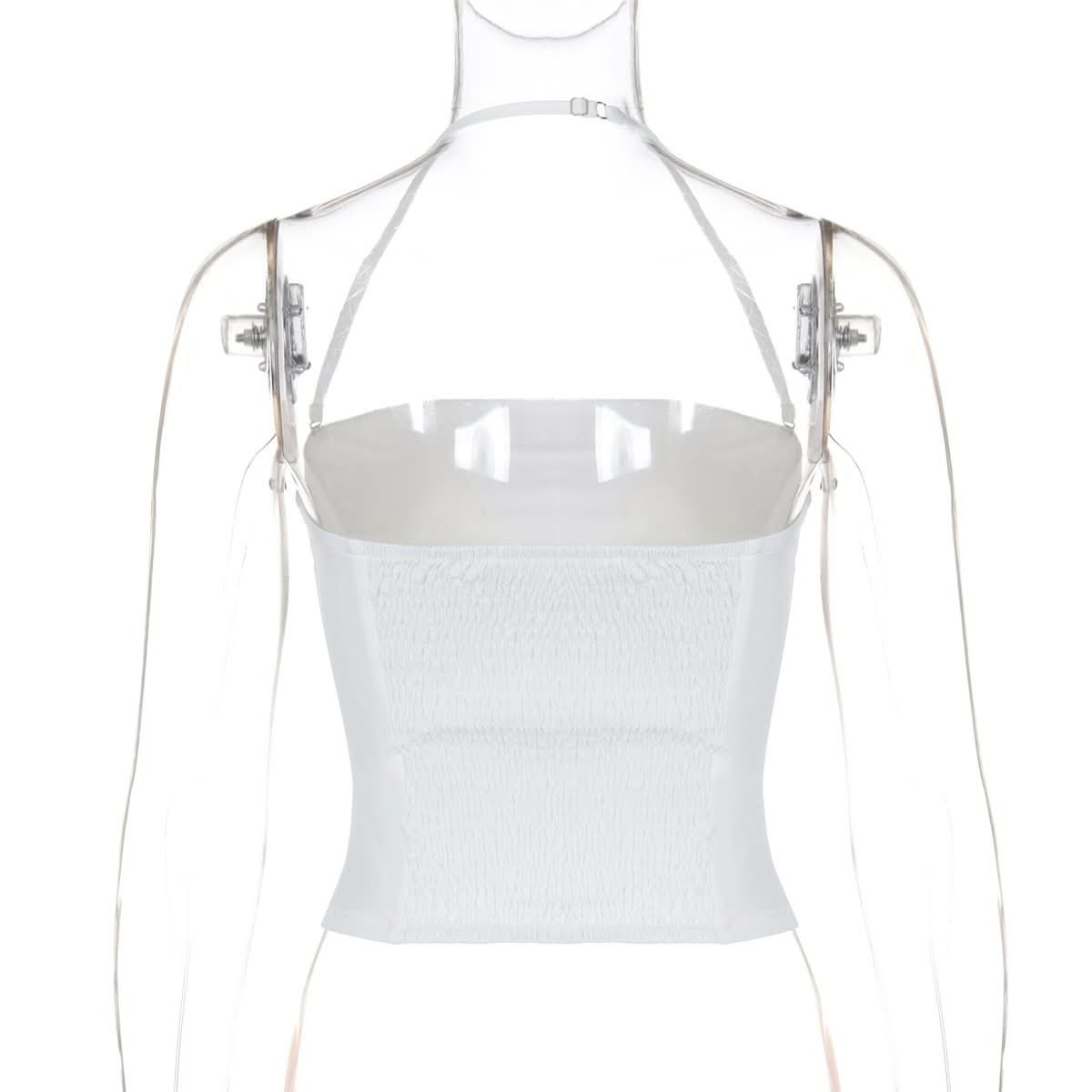 Halter backless ruched solid tube top