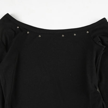 Long sleeve one shoulder slit self tie top