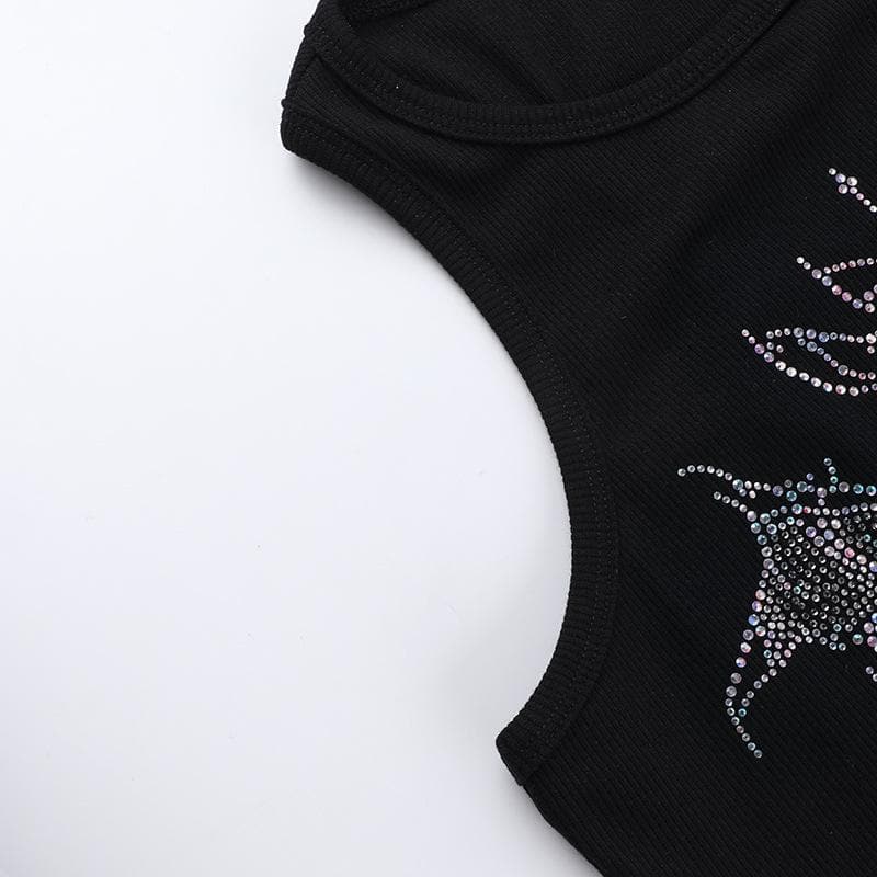 Sleeveless crewneck beaded tank crop top